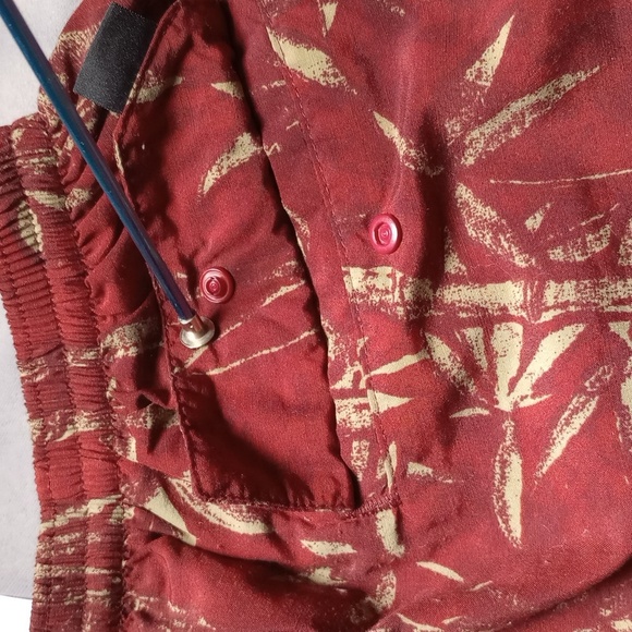 Patagonia Baggies Long Adult Size Small Maroon Gold Floral Lined - Picture 9 of 10